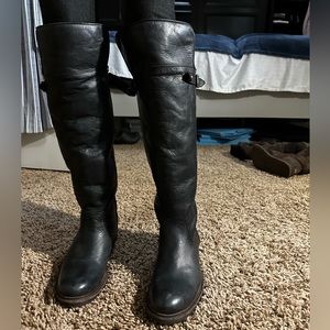Frye over the knee leather boots fur lined